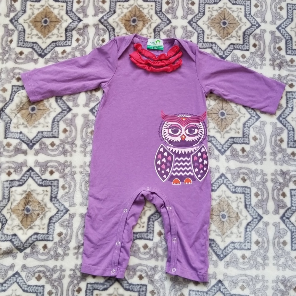 Nohi Organic Purple Owl Playsuit
